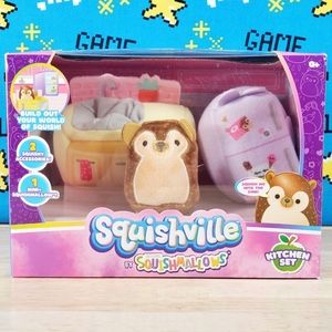 Squishmallow Squishville Minis Kitchen 3 Piece Set w/ Hans the Hedgehog NEW RARE